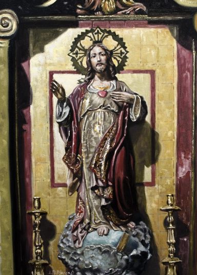 Pintura escultura sagrado corazón