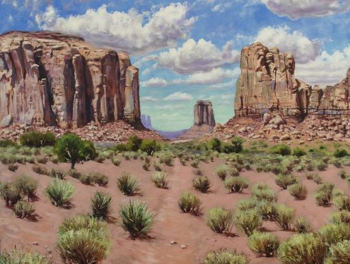 Pintura al oleo sobre Monument Valley, Arizona.