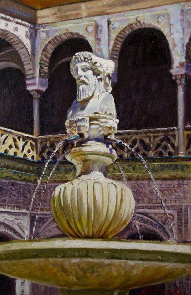 Pintura de una fuente del Dios Jano