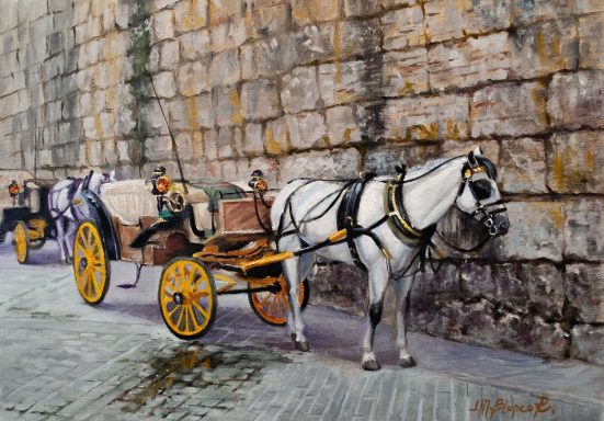pintura de uno de los carruajes de Sevilla