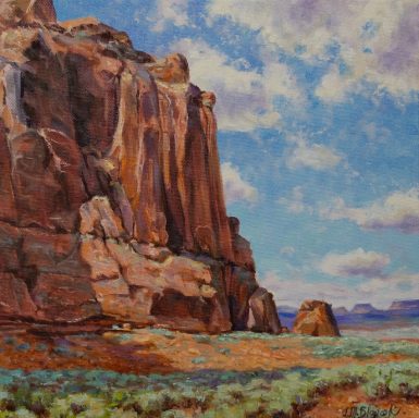 Pintura sobre un area de Monument Valley en Arizona.