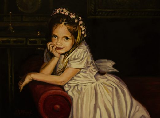 Jane, Pintura de nina ataviada de flower girl.