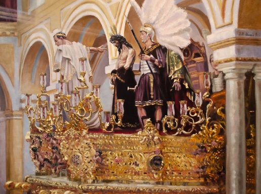 Pintura del paso de San Benito dentro de la iglesia.