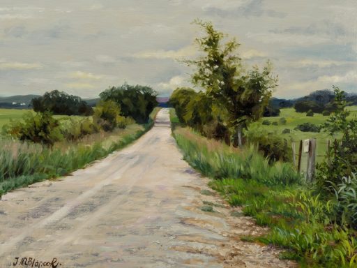 Pintura sobre una carretera rural de Texas. 