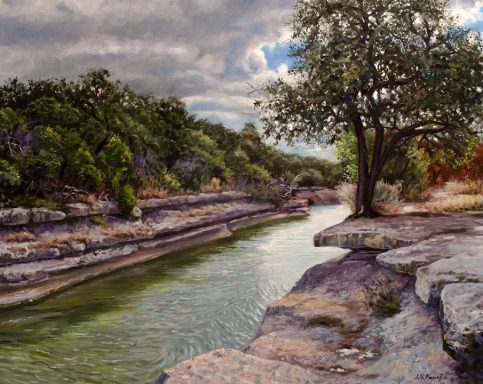 Pintura sobre un arroyo que cruza la ciudad de Austin, Texas